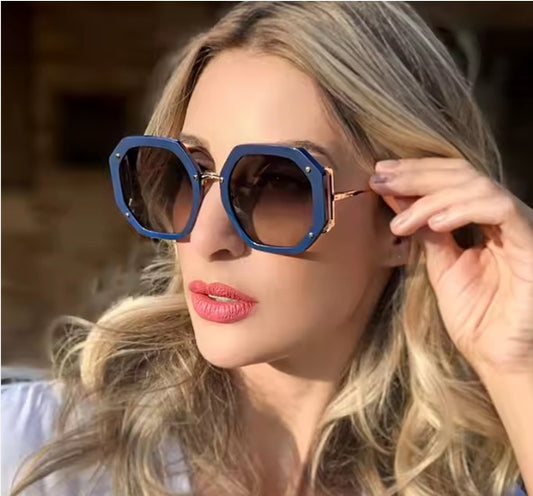 Retro Rice Nail Hollow Polygonal Sunglasses